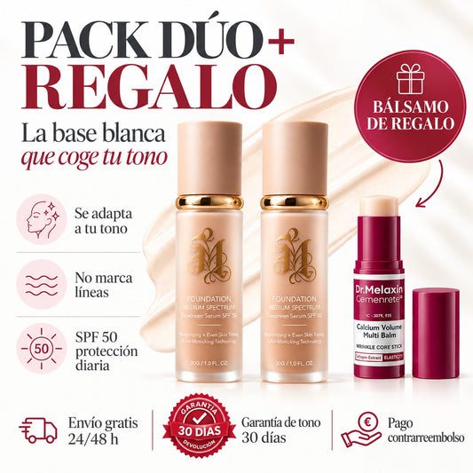 Pack dúo de base de maquillaje blanca que se adapta al tono, con bálsamo de regalo, envío gratis y pago contrarreembolso
