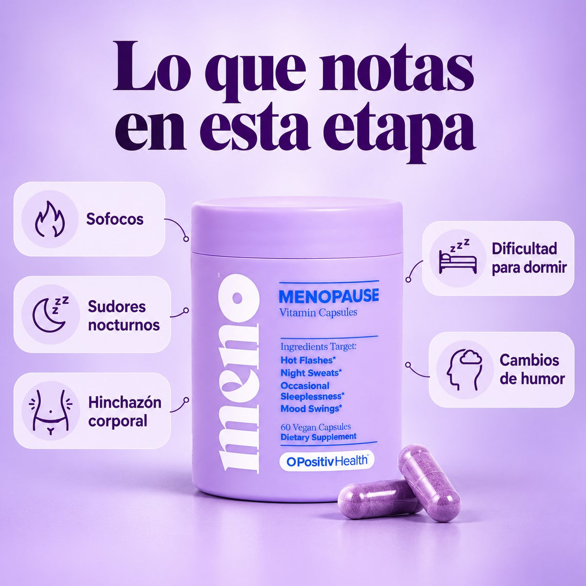 Lo que notas en esta etapa: sofocos, sudores nocturnos, hinchazón corporal, dificultad para dormir y cambios de humor