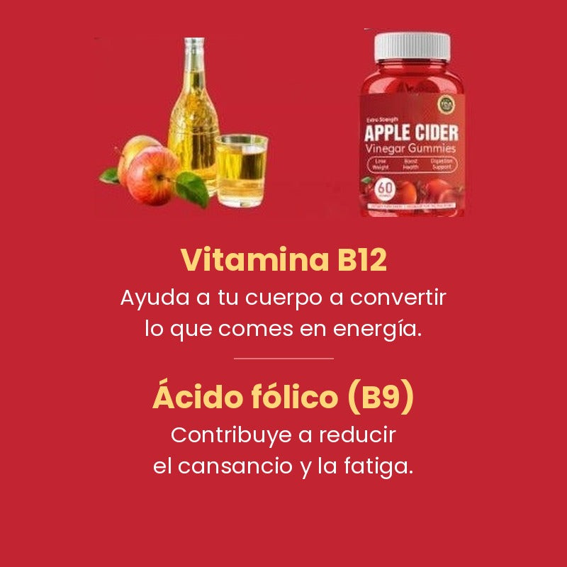 Vitamina B12 y ácido fólico en las gominolas de vinagre de manzana